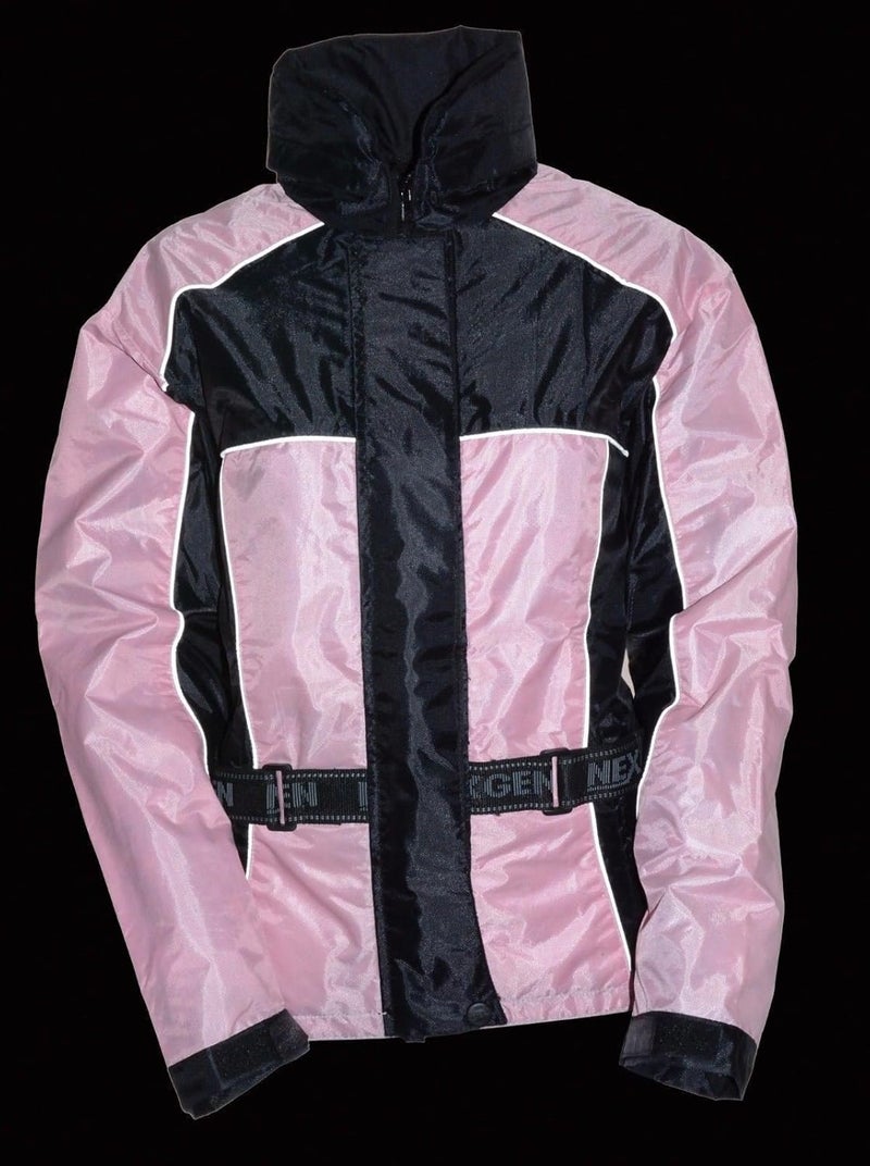 NEXGEN Ladies Motorcycle Riding Nylon Rain Suit Gear Pink/Black Waterproof Lightweight - Image 2